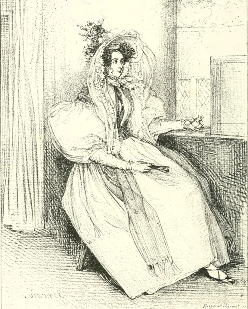 An illustration from XIXe [i.e. Dix-neuvième] siècle (en France); classes - moeurs - usages - costumes - inventions. Ouvrage illustré d'un front. chromotypographique, de 16 planches coloriées aux patrons, de 36 entetes et lettres ornées et de 487 gravures (dont 24 tirées hors texte) d'après les principaux artistes du siècle, 1893, leaf 357