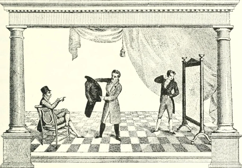 An illustration from XIXe [i.e. Dix-neuvième] siècle (en France); classes - moeurs - usages - costumes - inventions. Ouvrage illustré d'un front. chromotypographique, de 16 planches coloriées aux patrons, de 36 entetes et lettres ornées et de 487 gravures (dont 24 tirées hors texte) d'après les principaux artistes du siècle, 1893, leaf 366