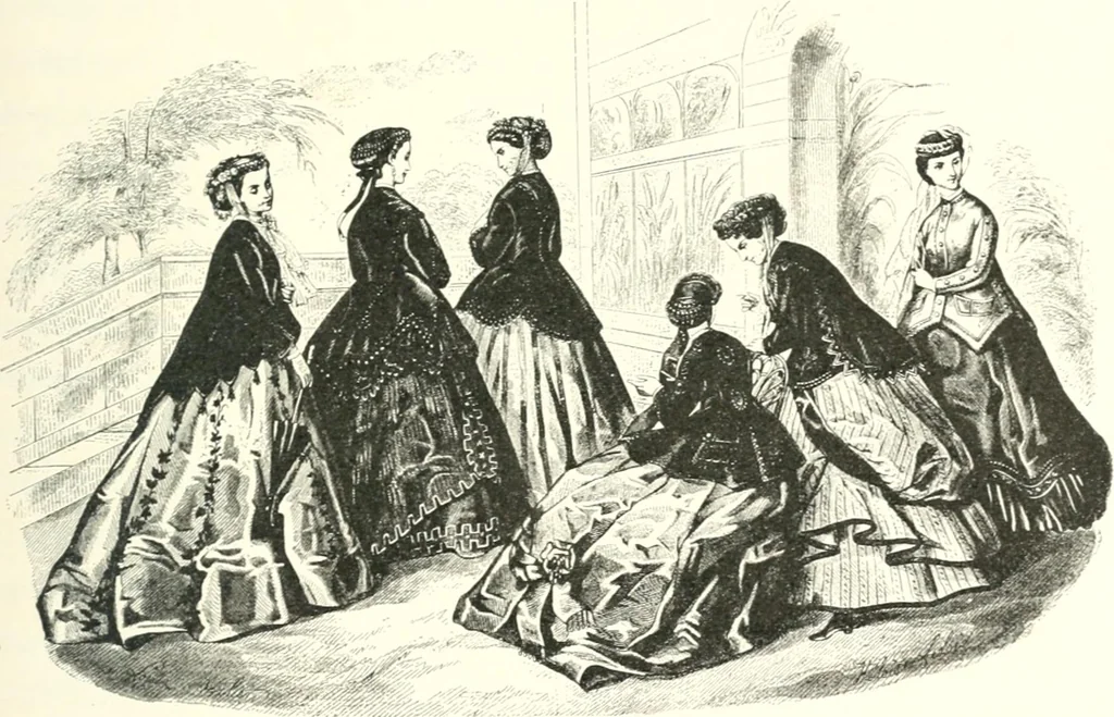 An illustration from XIXe [i.e. Dix-neuvième] siècle (en France); classes - moeurs - usages - costumes - inventions. Ouvrage illustré d'un front. chromotypographique, de 16 planches coloriées aux patrons, de 36 entetes et lettres ornées et de 487 gravures (dont 24 tirées hors texte) d'après les principaux artistes du siècle, 1893, leaf 378