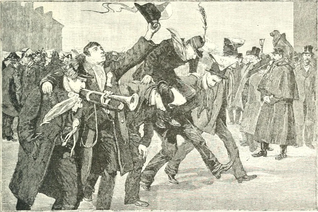 An illustration from XIXe [i.e. Dix-neuvième] siècle (en France); classes - moeurs - usages - costumes - inventions. Ouvrage illustré d'un front. chromotypographique, de 16 planches coloriées aux patrons, de 36 entetes et lettres ornées et de 487 gravures (dont 24 tirées hors texte) d'après les principaux artistes du siècle, 1893, leaf 398