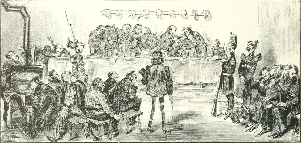 An illustration from XIXe [i.e. Dix-neuvième] siècle (en France); classes - moeurs - usages - costumes - inventions. Ouvrage illustré d'un front. chromotypographique, de 16 planches coloriées aux patrons, de 36 entetes et lettres ornées et de 487 gravures (dont 24 tirées hors texte) d'après les principaux artistes du siècle, 1893, leaf 425
