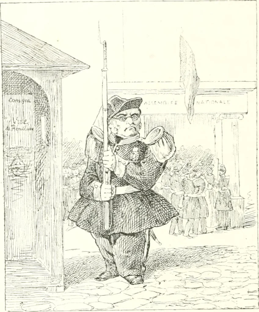 An illustration from XIXe [i.e. Dix-neuvième] siècle (en France); classes - moeurs - usages - costumes - inventions. Ouvrage illustré d'un front. chromotypographique, de 16 planches coloriées aux patrons, de 36 entetes et lettres ornées et de 487 gravures (dont 24 tirées hors texte) d'après les principaux artistes du siècle, 1893, leaf 427