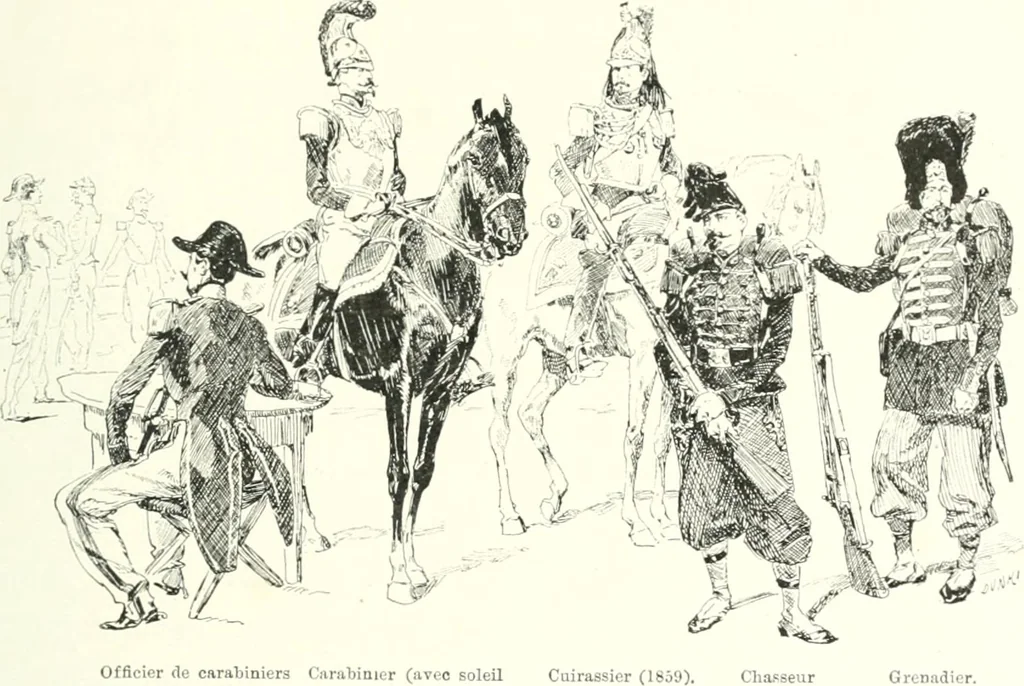 An illustration from XIXe [i.e. Dix-neuvième] siècle (en France); classes - moeurs - usages - costumes - inventions. Ouvrage illustré d'un front. chromotypographique, de 16 planches coloriées aux patrons, de 36 entetes et lettres ornées et de 487 gravures (dont 24 tirées hors texte) d'après les principaux artistes du siècle, 1893, leaf 434