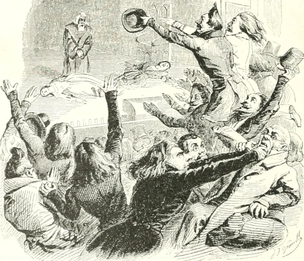 An illustration from XIXe [i.e. Dix-neuvième] siècle (en France); classes - moeurs - usages - costumes - inventions. Ouvrage illustré d'un front. chromotypographique, de 16 planches coloriées aux patrons, de 36 entetes et lettres ornées et de 487 gravures (dont 24 tirées hors texte) d'après les principaux artistes du siècle, 1893, leaf 483