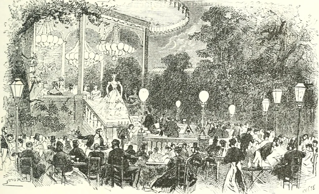 An illustration from XIXe [i.e. Dix-neuvième] siècle (en France); classes - moeurs - usages - costumes - inventions. Ouvrage illustré d'un front. chromotypographique, de 16 planches coloriées aux patrons, de 36 entetes et lettres ornées et de 487 gravures (dont 24 tirées hors texte) d'après les principaux artistes du siècle, 1893, leaf 516