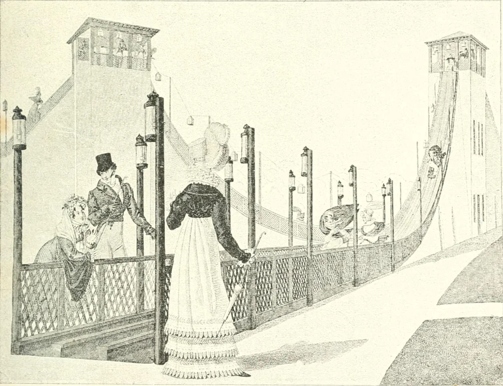An illustration from XIXe [i.e. Dix-neuvième] siècle (en France); classes - moeurs - usages - costumes - inventions. Ouvrage illustré d'un front. chromotypographique, de 16 planches coloriées aux patrons, de 36 entetes et lettres ornées et de 487 gravures (dont 24 tirées hors texte) d'après les principaux artistes du siècle, 1893, leaf 530