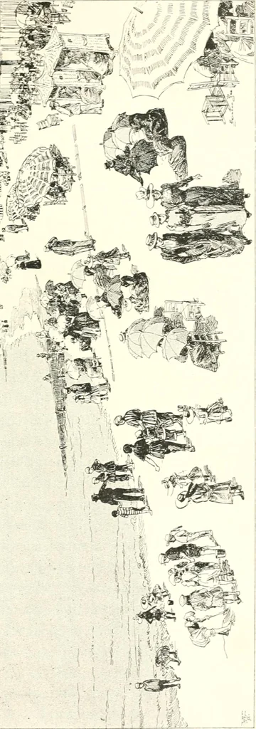 An illustration from XIXe [i.e. Dix-neuvième] siècle (en France); classes - moeurs - usages - costumes - inventions. Ouvrage illustré d'un front. chromotypographique, de 16 planches coloriées aux patrons, de 36 entetes et lettres ornées et de 487 gravures (dont 24 tirées hors texte) d'après les principaux artistes du siècle, 1893, leaf 570