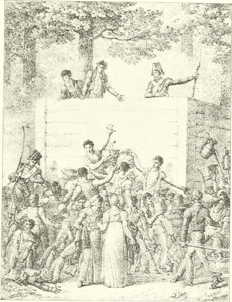 An illustration from XIXe [i.e. Dix-neuvième] siècle (en France); classes - moeurs - usages - costumes - inventions. Ouvrage illustré d'un front. chromotypographique, de 16 planches coloriées aux patrons, de 36 entetes et lettres ornées et de 487 gravures (dont 24 tirées hors texte) d'après les principaux artistes du siècle, 1893, leaf 576