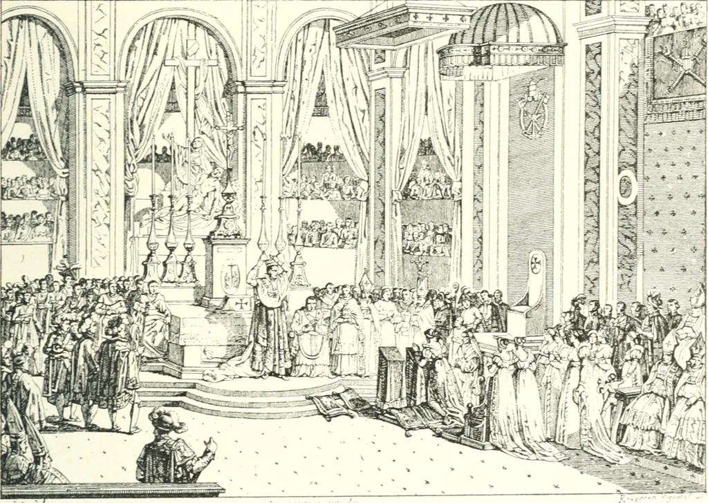 An illustration from XIXe [i.e. Dix-neuvième] siècle (en France); classes - moeurs - usages - costumes - inventions. Ouvrage illustré d'un front. chromotypographique, de 16 planches coloriées aux patrons, de 36 entetes et lettres ornées et de 487 gravures (dont 24 tirées hors texte) d'après les principaux artistes du siècle, 1893, leaf 58