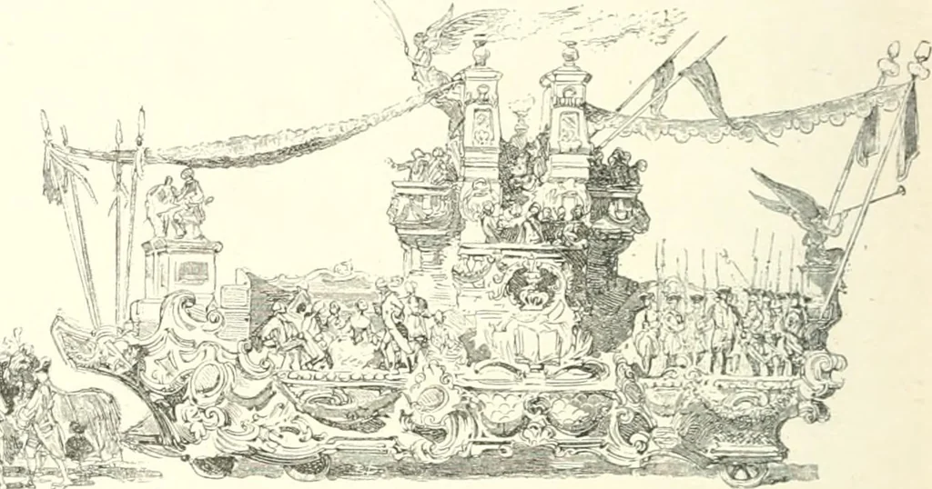An illustration from XIXe [i.e. Dix-neuvième] siècle (en France); classes - moeurs - usages - costumes - inventions. Ouvrage illustré d'un front. chromotypographique, de 16 planches coloriées aux patrons, de 36 entetes et lettres ornées et de 487 gravures (dont 24 tirées hors texte) d'après les principaux artistes du siècle, 1893, leaf 581