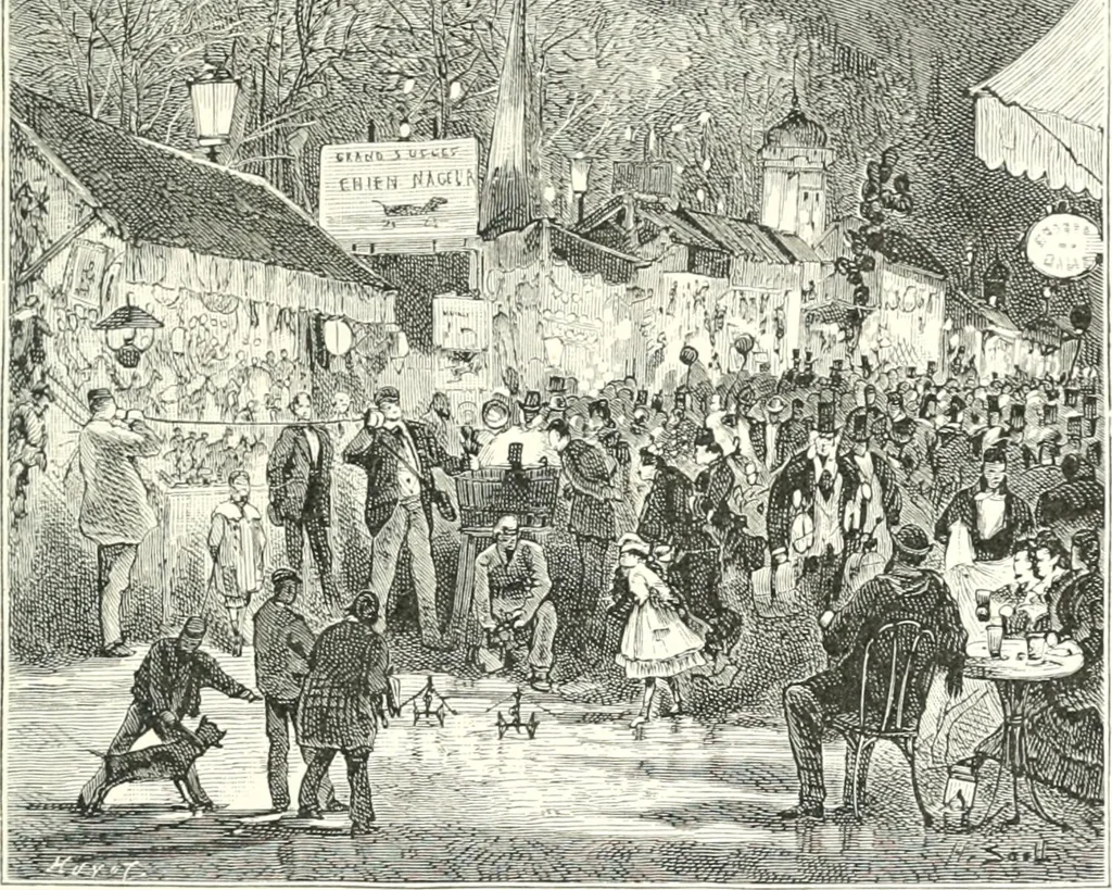 An illustration from XIXe [i.e. Dix-neuvième] siècle (en France); classes - moeurs - usages - costumes - inventions. Ouvrage illustré d'un front. chromotypographique, de 16 planches coloriées aux patrons, de 36 entetes et lettres ornées et de 487 gravures (dont 24 tirées hors texte) d'après les principaux artistes du siècle, 1893, leaf 596