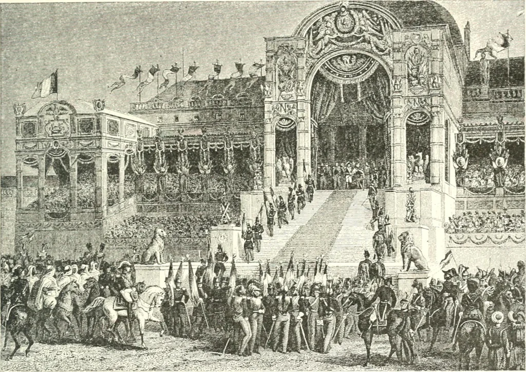 An illustration from XIXe [i.e. Dix-neuvième] siècle (en France); classes - moeurs - usages - costumes - inventions. Ouvrage illustré d'un front. chromotypographique, de 16 planches coloriées aux patrons, de 36 entetes et lettres ornées et de 487 gravures (dont 24 tirées hors texte) d'après les principaux artistes du siècle, 1893, leaf 608