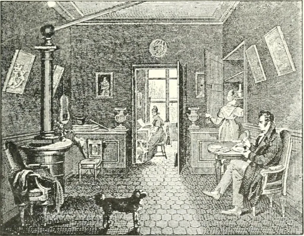 An illustration from XIXe [i.e. Dix-neuvième] siècle (en France); classes - moeurs - usages - costumes - inventions. Ouvrage illustré d'un front. chromotypographique, de 16 planches coloriées aux patrons, de 36 entetes et lettres ornées et de 487 gravures (dont 24 tirées hors texte) d'après les principaux artistes du siècle, 1893, leaf 616