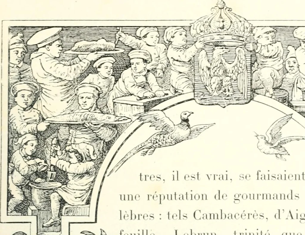 An illustration from XIXe [i.e. Dix-neuvième] siècle (en France); classes - moeurs - usages - costumes - inventions. Ouvrage illustré d'un front. chromotypographique, de 16 planches coloriées aux patrons, de 36 entetes et lettres ornées et de 487 gravures (dont 24 tirées hors texte) d'après les principaux artistes du siècle, 1893, leaf 618