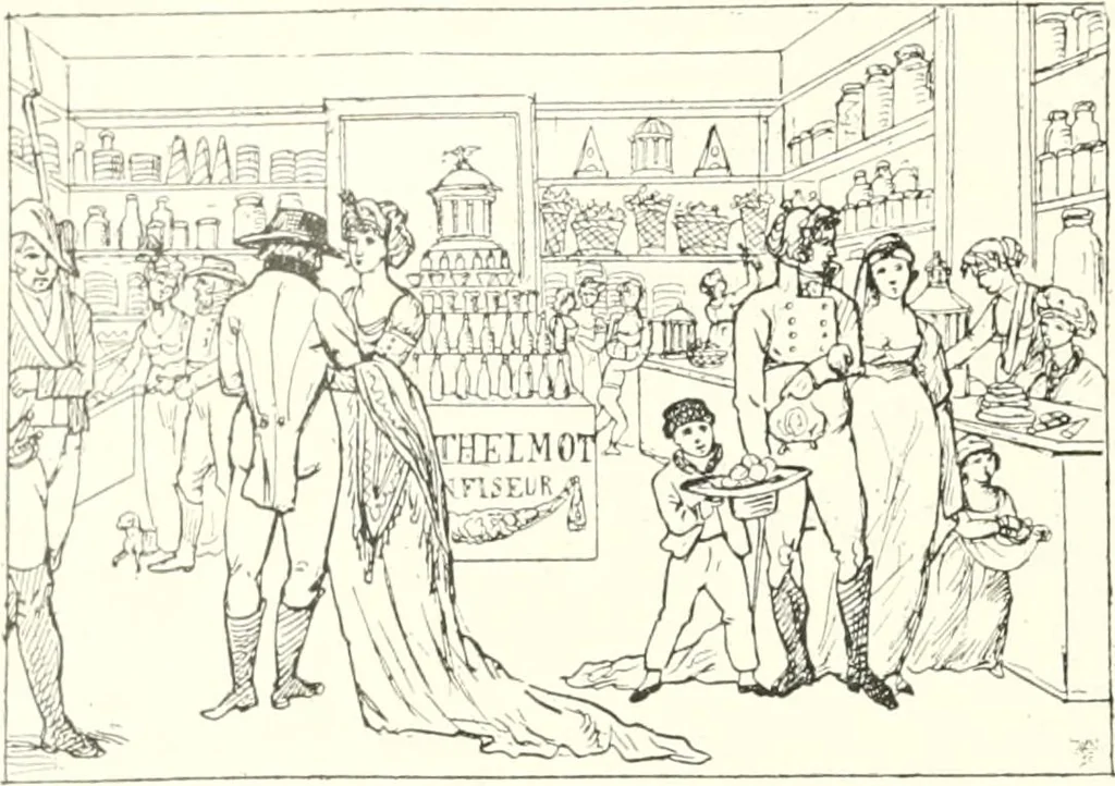 An illustration from XIXe [i.e. Dix-neuvième] siècle (en France); classes - moeurs - usages - costumes - inventions. Ouvrage illustré d'un front. chromotypographique, de 16 planches coloriées aux patrons, de 36 entetes et lettres ornées et de 487 gravures (dont 24 tirées hors texte) d'après les principaux artistes du siècle, 1893, leaf 641