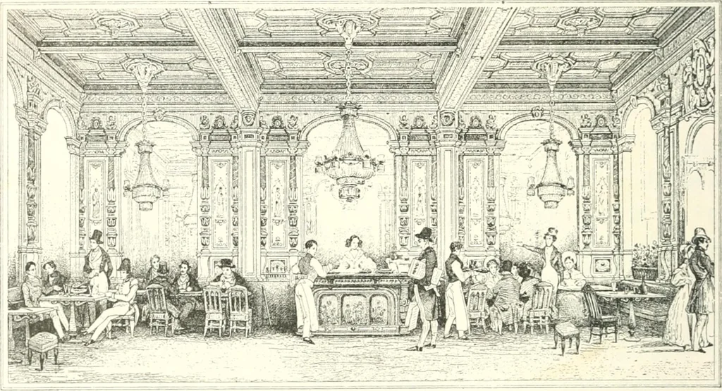 An illustration from XIXe [i.e. Dix-neuvième] siècle (en France); classes - moeurs - usages - costumes - inventions. Ouvrage illustré d'un front. chromotypographique, de 16 planches coloriées aux patrons, de 36 entetes et lettres ornées et de 487 gravures (dont 24 tirées hors texte) d'après les principaux artistes du siècle, 1893, leaf 645