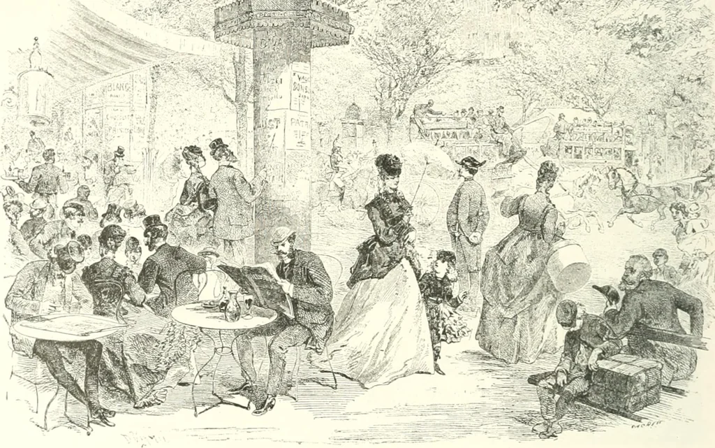 An illustration from XIXe [i.e. Dix-neuvième] siècle (en France); classes - moeurs - usages - costumes - inventions. Ouvrage illustré d'un front. chromotypographique, de 16 planches coloriées aux patrons, de 36 entetes et lettres ornées et de 487 gravures (dont 24 tirées hors texte) d'après les principaux artistes du siècle, 1893, leaf 647