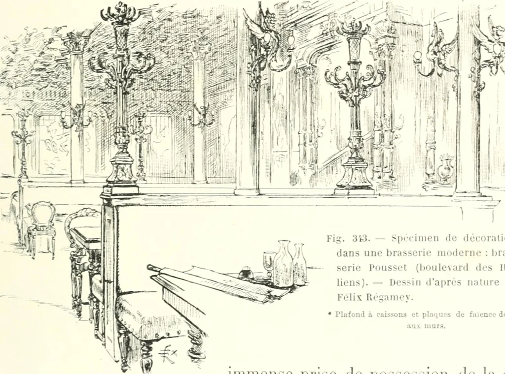 An illustration from XIXe [i.e. Dix-neuvième] siècle (en France); classes - moeurs - usages - costumes - inventions. Ouvrage illustré d'un front. chromotypographique, de 16 planches coloriées aux patrons, de 36 entetes et lettres ornées et de 487 gravures (dont 24 tirées hors texte) d'après les principaux artistes du siècle, 1893, leaf 650