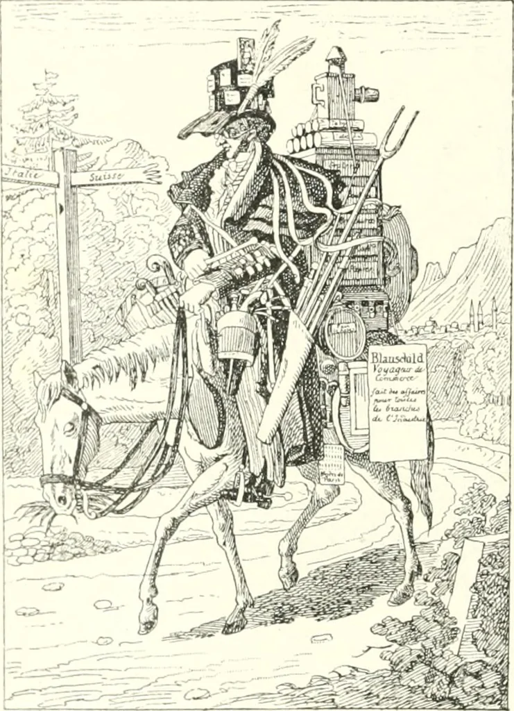 An illustration from XIXe [i.e. Dix-neuvième] siècle (en France); classes - moeurs - usages - costumes - inventions. Ouvrage illustré d'un front. chromotypographique, de 16 planches coloriées aux patrons, de 36 entetes et lettres ornées et de 487 gravures (dont 24 tirées hors texte) d'après les principaux artistes du siècle, 1893, leaf 657