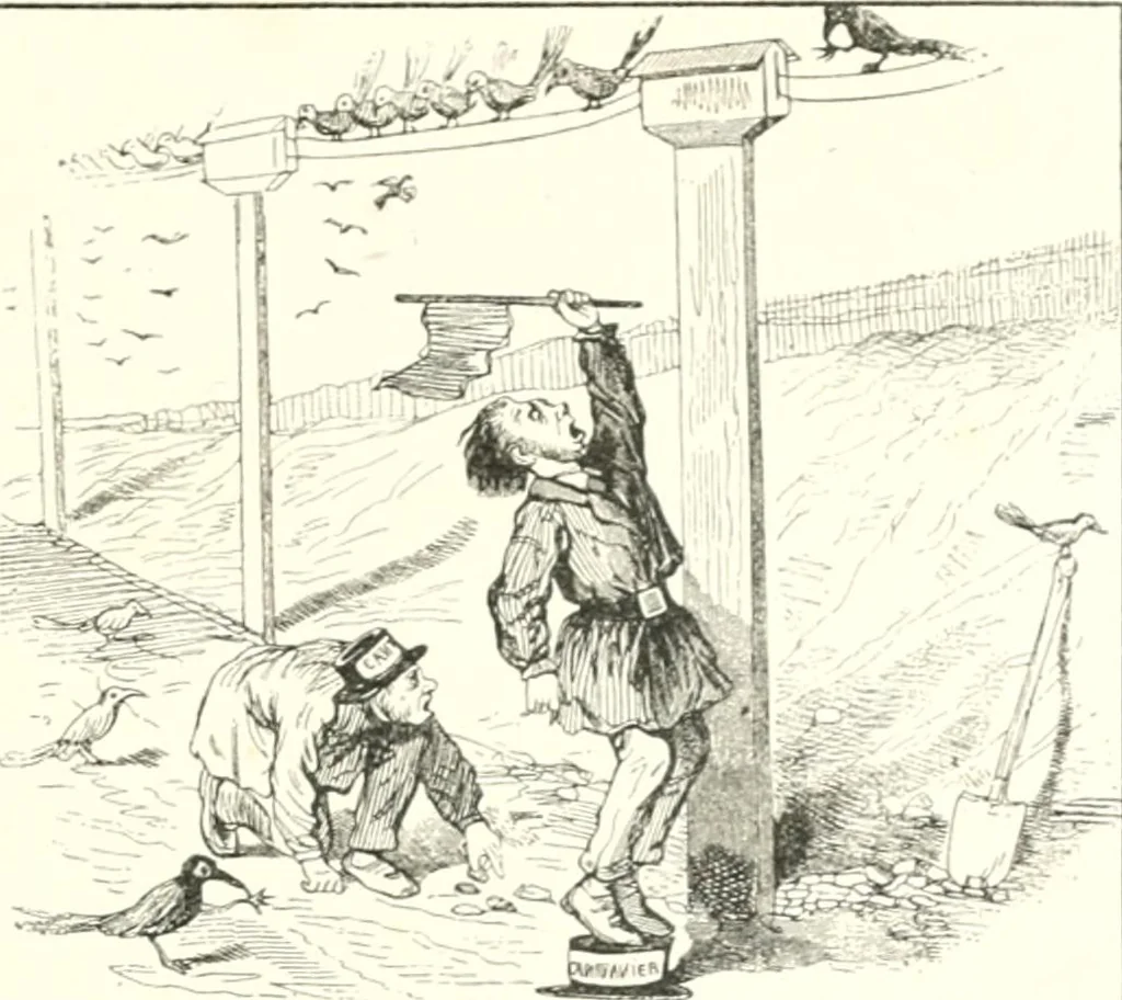 An illustration from XIXe [i.e. Dix-neuvième] siècle (en France); classes - moeurs - usages - costumes - inventions. Ouvrage illustré d'un front. chromotypographique, de 16 planches coloriées aux patrons, de 36 entetes et lettres ornées et de 487 gravures (dont 24 tirées hors texte) d'après les principaux artistes du siècle, 1893, leaf 694