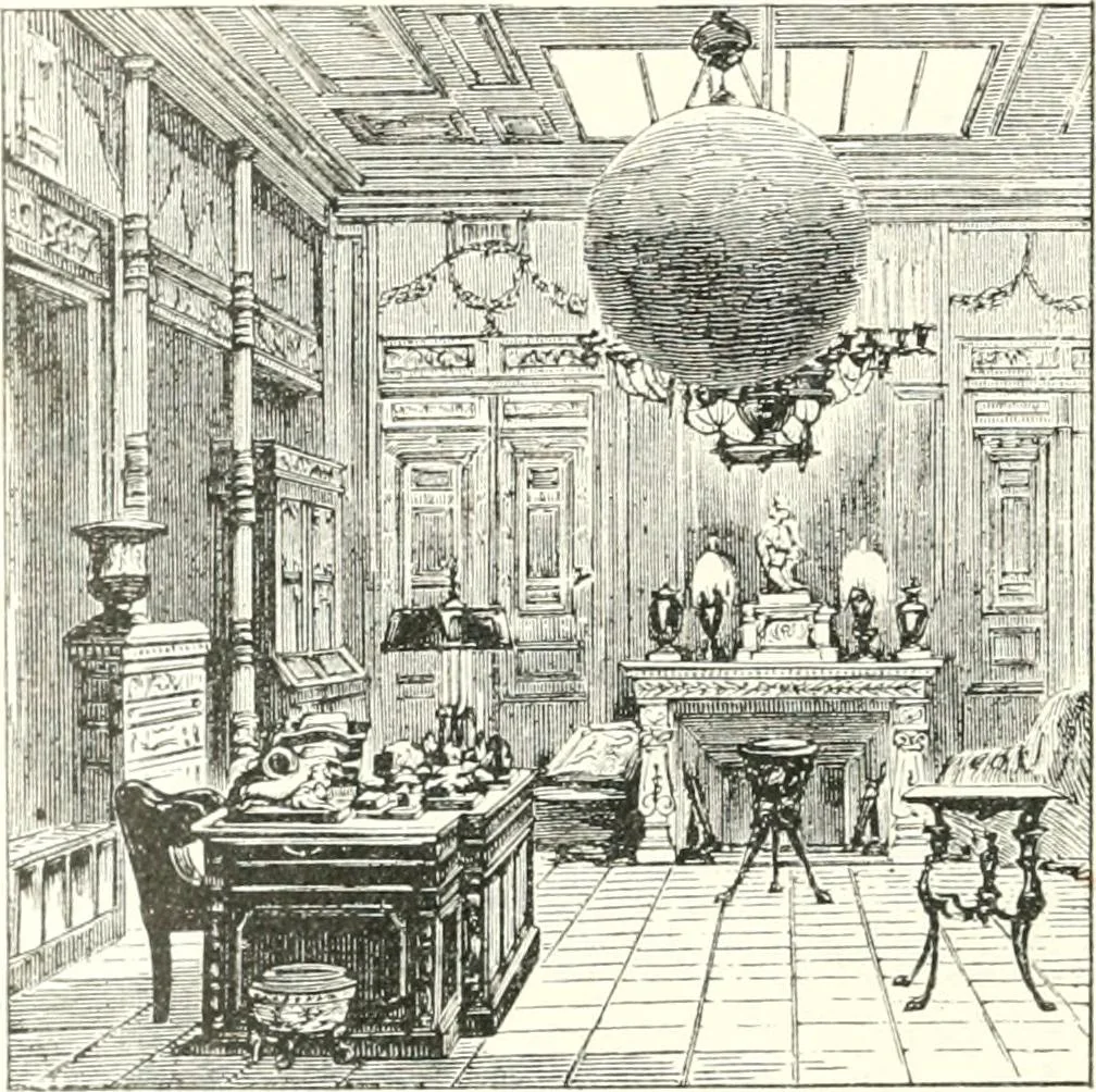 An illustration from XIXe [i.e. Dix-neuvième] siècle (en France); classes - moeurs - usages - costumes - inventions. Ouvrage illustré d'un front. chromotypographique, de 16 planches coloriées aux patrons, de 36 entetes et lettres ornées et de 487 gravures (dont 24 tirées hors texte) d'après les principaux artistes du siècle, 1893, leaf 715