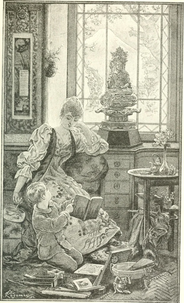 An illustration from XIXe [i.e. Dix-neuvième] siècle (en France); classes - moeurs - usages - costumes - inventions. Ouvrage illustré d'un front. chromotypographique, de 16 planches coloriées aux patrons, de 36 entetes et lettres ornées et de 487 gravures (dont 24 tirées hors texte) d'après les principaux artistes du siècle, 1893, leaf 716