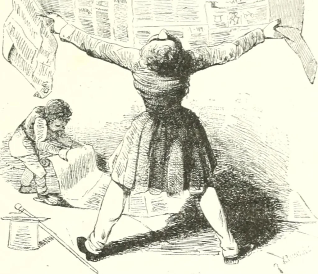An illustration from XIXe [i.e. Dix-neuvième] siècle (en France); classes - moeurs - usages - costumes - inventions. Ouvrage illustré d'un front. chromotypographique, de 16 planches coloriées aux patrons, de 36 entetes et lettres ornées et de 487 gravures (dont 24 tirées hors texte) d'après les principaux artistes du siècle, 1893, leaf 728