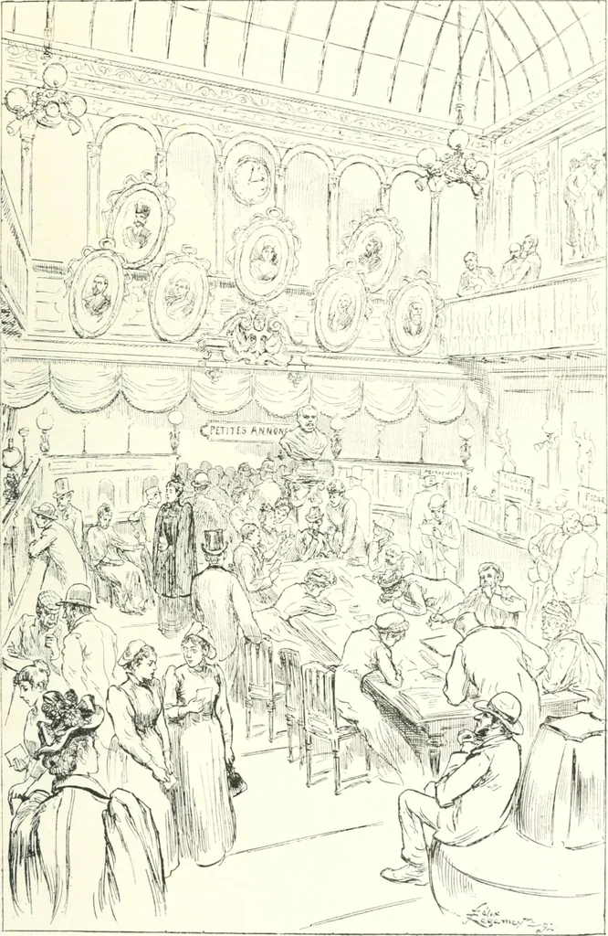 An illustration from XIXe [i.e. Dix-neuvième] siècle (en France); classes - moeurs - usages - costumes - inventions. Ouvrage illustré d'un front. chromotypographique, de 16 planches coloriées aux patrons, de 36 entetes et lettres ornées et de 487 gravures (dont 24 tirées hors texte) d'après les principaux artistes du siècle, 1893, leaf 732