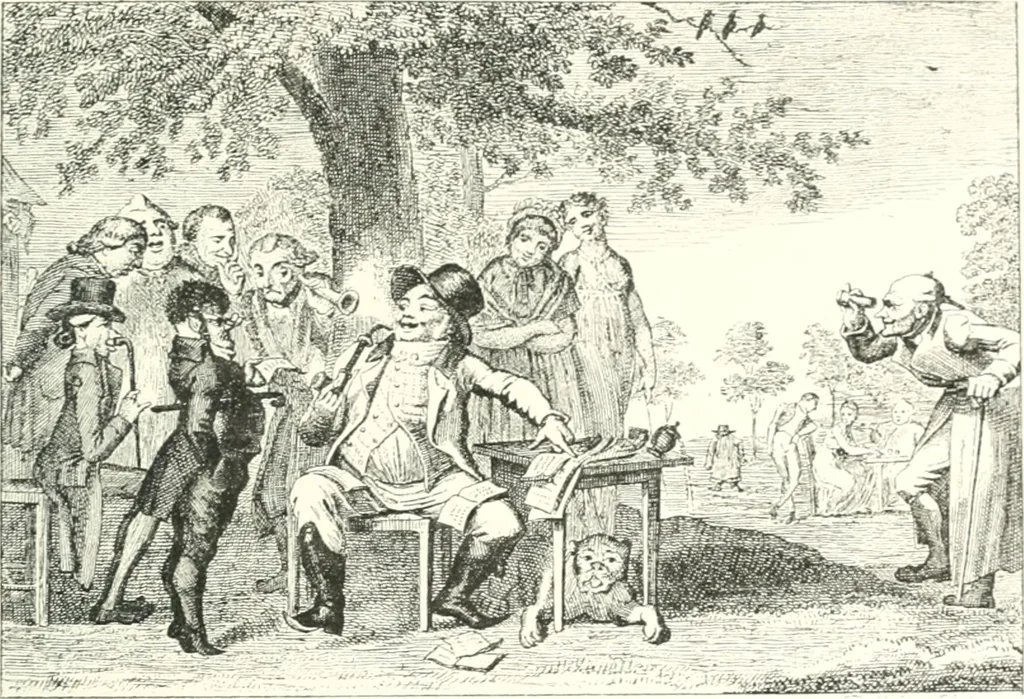 An illustration from XIXe [i.e. Dix-neuvième] siècle (en France); classes - moeurs - usages - costumes - inventions. Ouvrage illustré d'un front. chromotypographique, de 16 planches coloriées aux patrons, de 36 entetes et lettres ornées et de 487 gravures (dont 24 tirées hors texte) d'après les principaux artistes du siècle, 1893, leaf 734