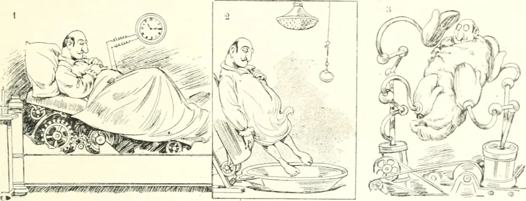 An illustration from XIXe [i.e. Dix-neuvième] siècle (en France); classes - moeurs - usages - costumes - inventions. Ouvrage illustré d'un front. chromotypographique, de 16 planches coloriées aux patrons, de 36 entetes et lettres ornées et de 487 gravures (dont 24 tirées hors texte) d'après les principaux artistes du siècle, 1893, leaf 764