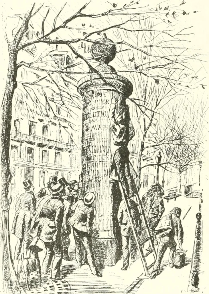 An illustration from XIXe [i.e. Dix-neuvième] siècle (en France); classes - moeurs - usages - costumes - inventions. Ouvrage illustré d'un front. chromotypographique, de 16 planches coloriées aux patrons, de 36 entetes et lettres ornées et de 487 gravures (dont 24 tirées hors texte) d'après les principaux artistes du siècle, 1893, leaf 781