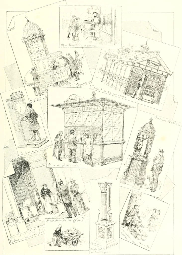 An illustration from XIXe [i.e. Dix-neuvième] siècle (en France); classes - moeurs - usages - costumes - inventions. Ouvrage illustré d'un front. chromotypographique, de 16 planches coloriées aux patrons, de 36 entetes et lettres ornées et de 487 gravures (dont 24 tirées hors texte) d'après les principaux artistes du siècle, 1893, leaf 810