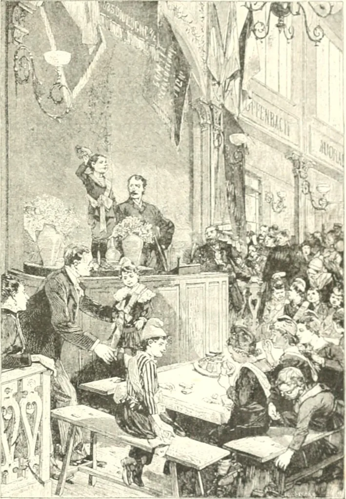 An illustration from XIXe [i.e. Dix-neuvième] siècle (en France); classes - moeurs - usages - costumes - inventions. Ouvrage illustré d'un front. chromotypographique, de 16 planches coloriées aux patrons, de 36 entetes et lettres ornées et de 487 gravures (dont 24 tirées hors texte) d'après les principaux artistes du siècle, 1893, leaf 818