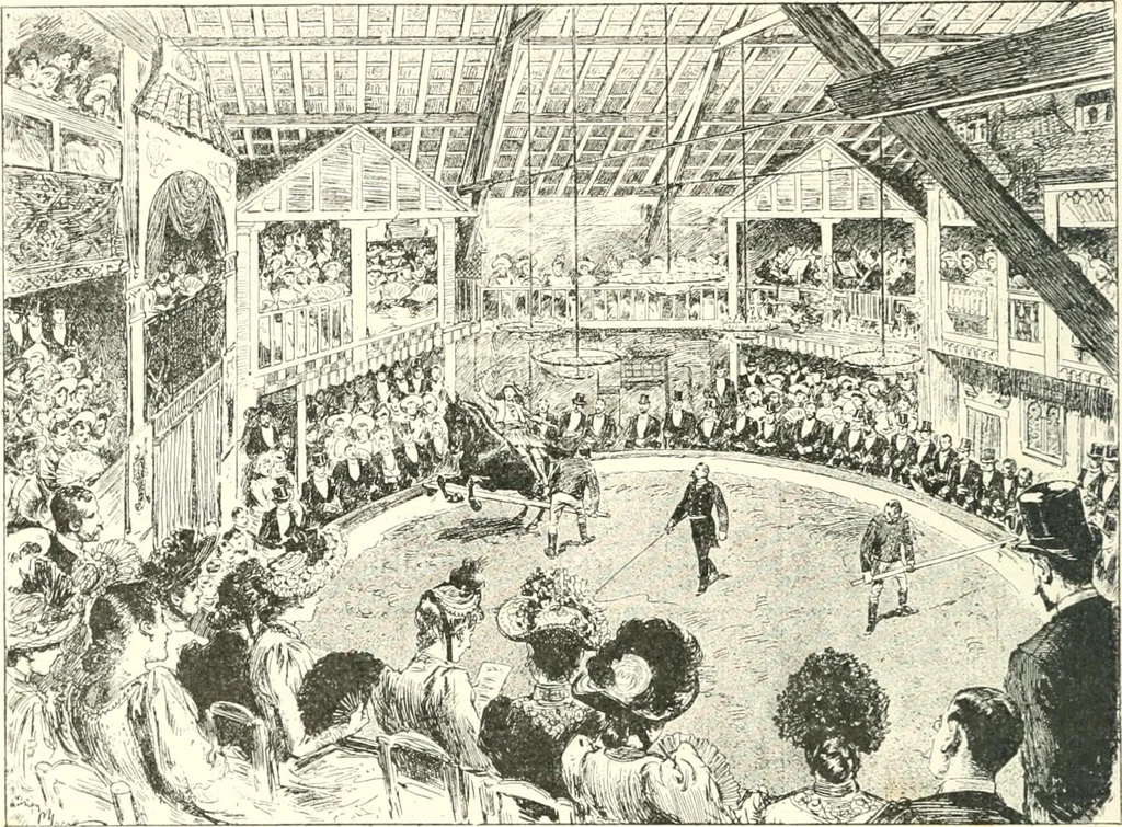 An illustration from XIXe [i.e. Dix-neuvième] siècle (en France); classes - moeurs - usages - costumes - inventions. Ouvrage illustré d'un front. chromotypographique, de 16 planches coloriées aux patrons, de 36 entetes et lettres ornées et de 487 gravures (dont 24 tirées hors texte) d'après les principaux artistes du siècle, 1893, leaf 821