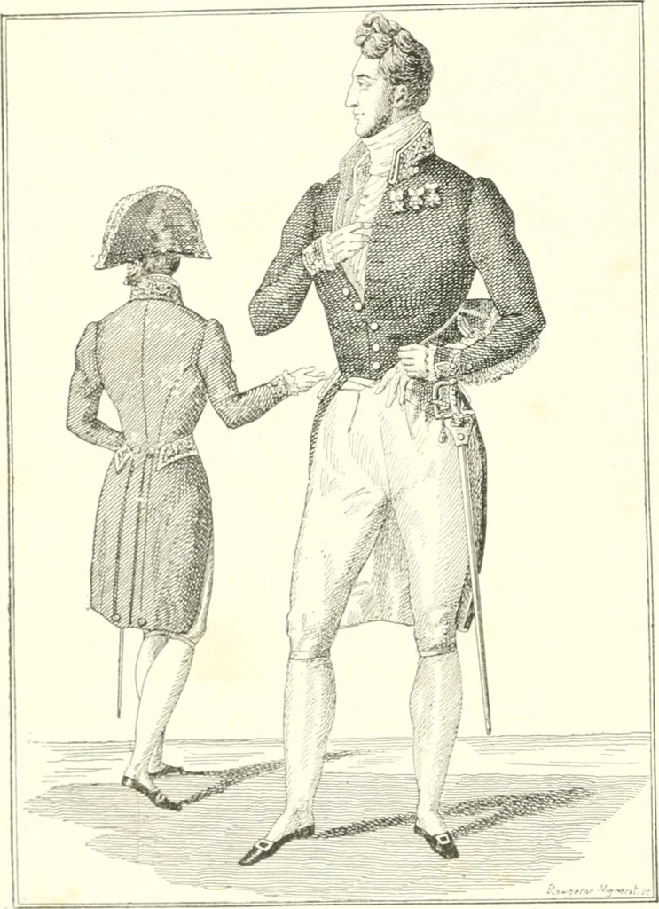 An illustration from XIXe [i.e. Dix-neuvième] siècle (en France); classes - moeurs - usages - costumes - inventions. Ouvrage illustré d'un front. chromotypographique, de 16 planches coloriées aux patrons, de 36 entetes et lettres ornées et de 487 gravures (dont 24 tirées hors texte) d'après les principaux artistes du siècle, 1893, leaf 95