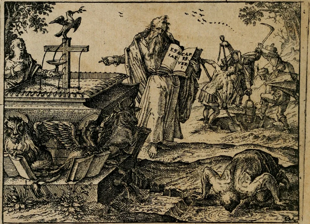 An illustration from XL [i.e. Quadraginta] emblemata miscella nova : Das ist : XL. underschiedliche Auszerlesene newradierte Kunststuck, 1622, leaf 15