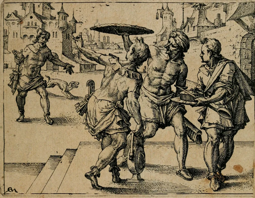 An illustration from XL [i.e. Quadraginta] emblemata miscella nova : Das ist : XL. underschiedliche Auszerlesene newradierte Kunststuck, 1622, leaf 32