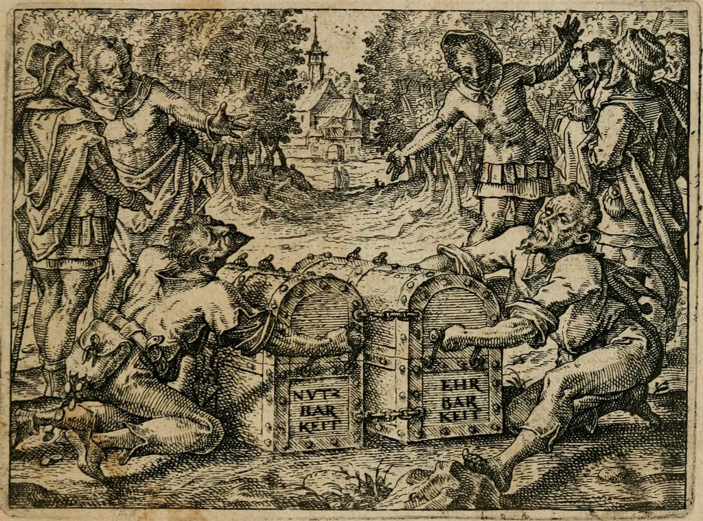 An illustration from XL [i.e. Quadraginta] emblemata miscella nova : Das ist : XL. underschiedliche Auszerlesene newradierte Kunststuck, 1622, leaf 40