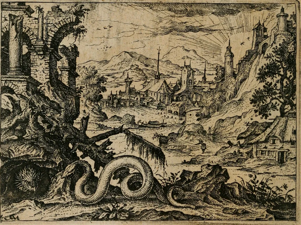 An illustration from XL [i.e. Quadraginta] emblemata miscella nova : Das ist : XL. underschiedliche Auszerlesene newradierte Kunststuck, 1622, leaf 47
