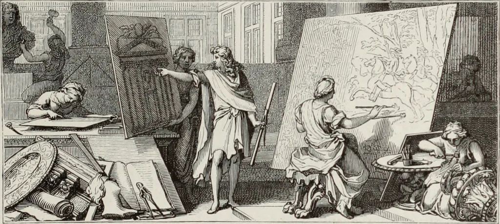An illustration from XVIIme [i.e. dix-septième] siècle : lettres, sciences et arts, France, 1590-1700, 1882, leaf 374