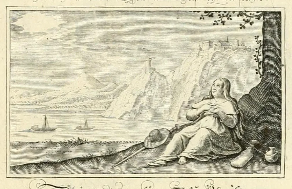 An illustration from XXV schöne ausserlesene Figuren vnd hohe Lehren von der begnadeten liebhabenden Seele, nemlich der Christlichen Kirchen vnd jhre[m] Gemahl Jesu Christo, leaf 33