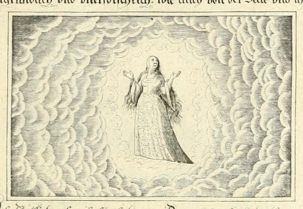 An illustration from XXV schöne ausserlesene Figuren vnd hohe Lehren von der begnadeten liebhabenden Seele, nemlich der Christlichen Kirchen vnd jhre[m] Gemahl Jesu Christo, leaf 83