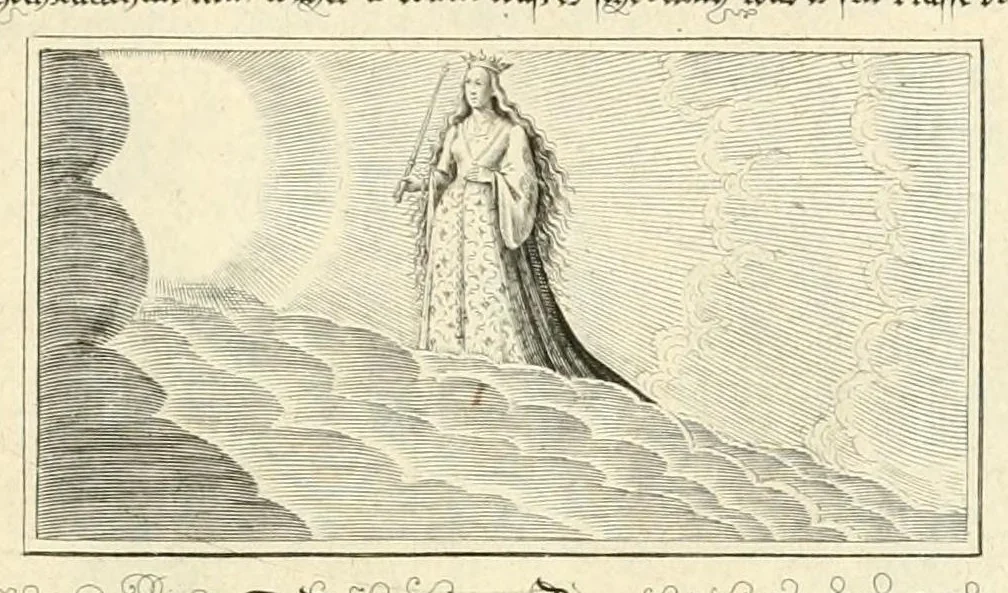 An illustration from XXV schöne ausserlesene Figuren vnd hohe Lehren von der begnadeten liebhabenden Seele, nemlich der Christlichen Kirchen vnd jhre[m] Gemahl Jesu Christo, leaf 95