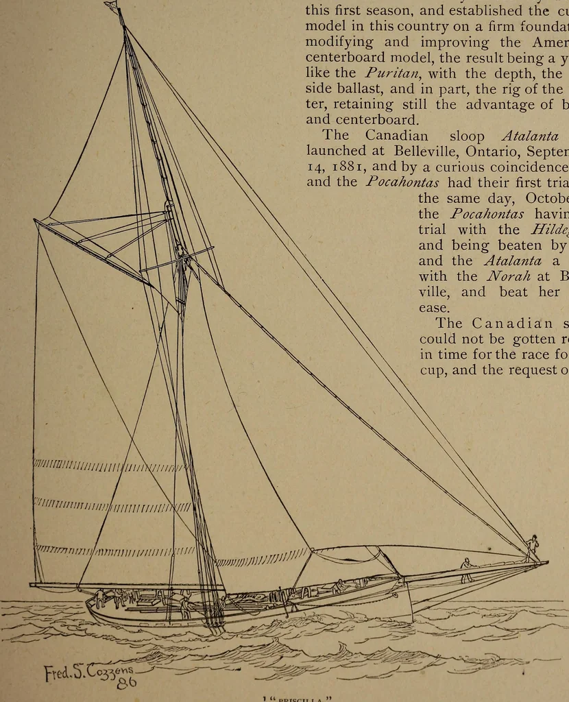 An illustration from Yachts and yachting : with over one hundred and ten illustrations, 1887, leaf 100