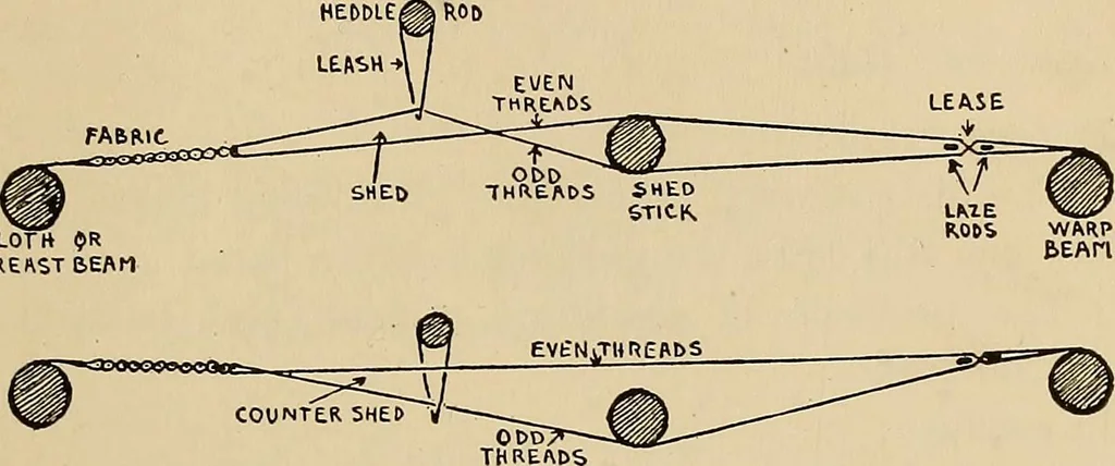 An illustration from Yarn and cloth making; an economic study; a college and normal schools text preliminary to fabric study, and a reference for teachers of industrial history and art in secondary and elementary schools, 1918, leaf 184