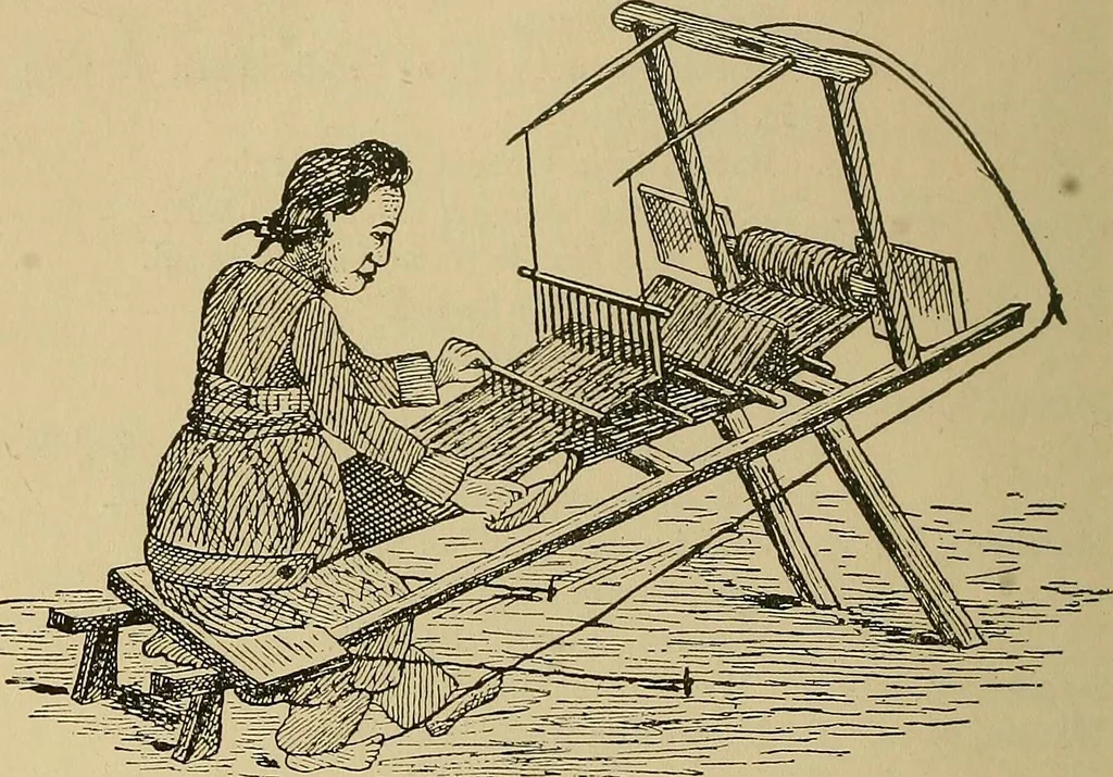 An illustration from Yarn and cloth making; an economic study; a college and normal schools text preliminary to fabric study, and a reference for teachers of industrial history and art in secondary and elementary schools, 1918, leaf 207