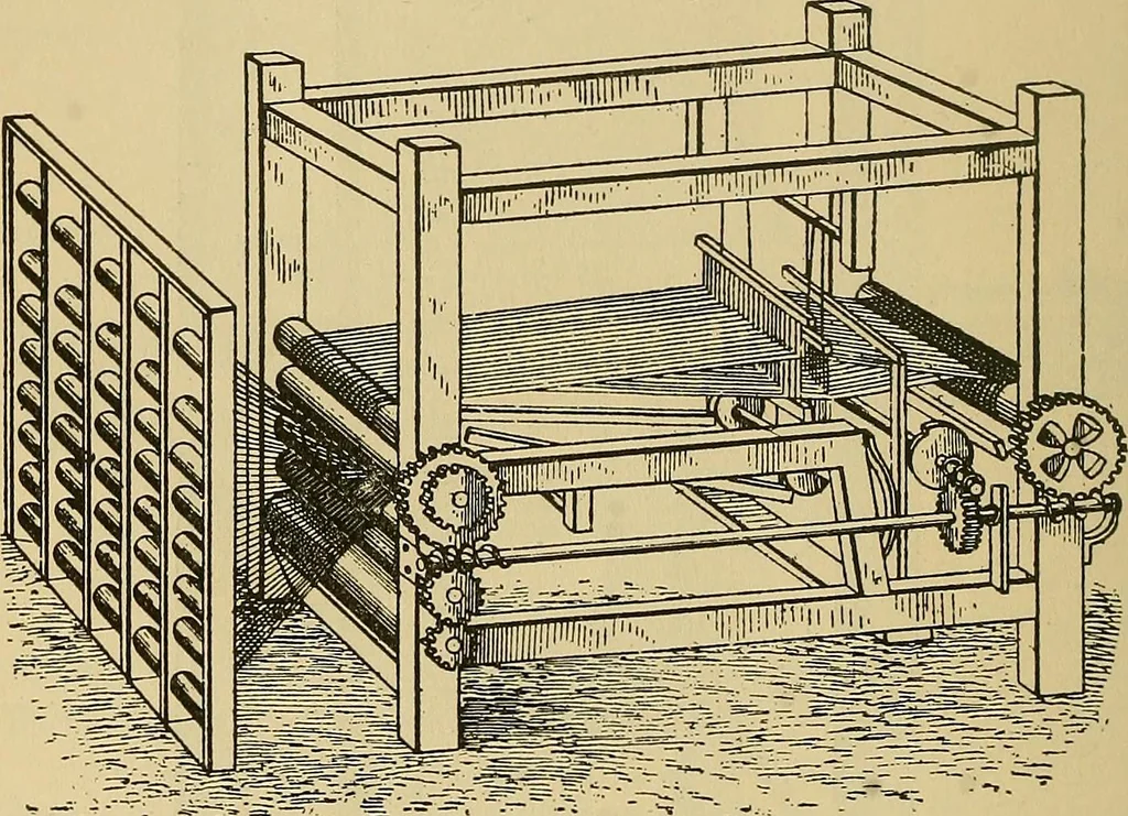An illustration from Yarn and cloth making; an economic study; a college and normal schools text preliminary to fabric study, and a reference for teachers of industrial history and art in secondary and elementary schools, 1918, leaf 259