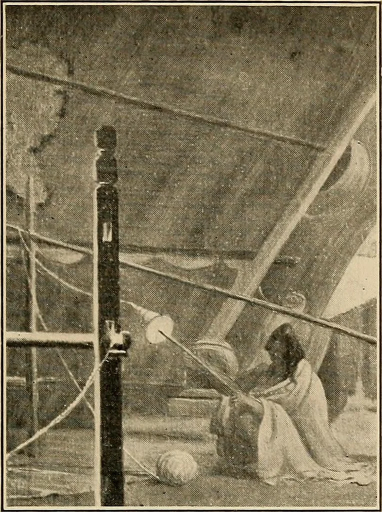 An illustration from Yarn and cloth making; an economic study; a college and normal schools text preliminary to fabric study, and a reference for teachers of industrial history and art in secondary and elementary schools, 1918, leaf 58