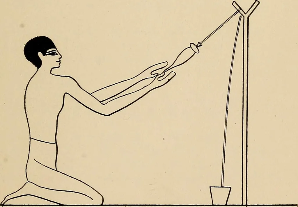An illustration from Yarn and cloth making; an economic study; a college and normal schools text preliminary to fabric study, and a reference for teachers of industrial history and art in secondary and elementary schools, 1918, leaf 58