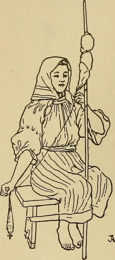 An illustration from Yarn and cloth making; an economic study; a college and normal schools text preliminary to fabric study, and a reference for teachers of industrial history and art in secondary and elementary schools, 1918, leaf 69